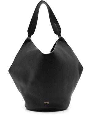 KHAITE Medium Lotus Leather Tote Bag - Black