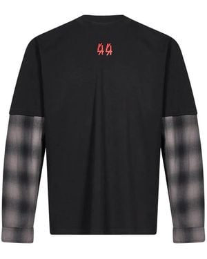 44 Label Group T-Shirt Imprimé Underworld À Manches Superposées - Black