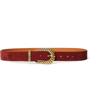 Twinset Engraved-Buckle Suede Belt - White