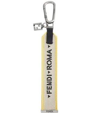 Fendi 1925 Logo-Embroidered Keyring - Metallic