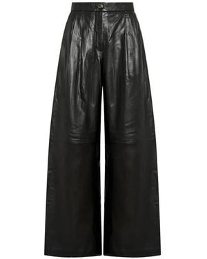 Yves Salomon Pleated Lambskin Trousers - Black