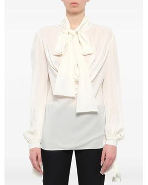 McQueen Pussy Bow Blouse - White