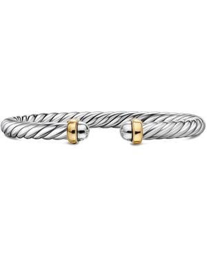 David Yurman Sterling And 14K Cable Flex Bracelet - White