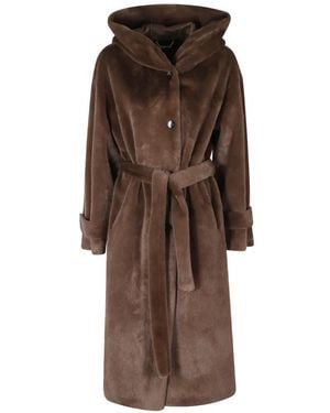 Seventy Manteau Ceinturé À Capuche - Brown