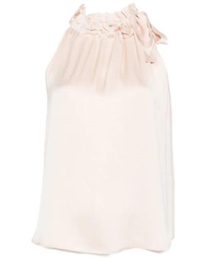 Peserico Ruffled-Neck Tie-Fastening Top - White