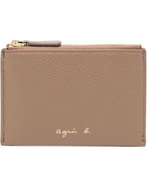 agnès b. Logo-Plaque Leather Wallet - Brown