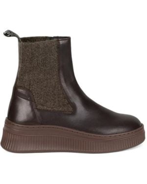 Voile Blanche Flaurence Panelled Boots - Brown