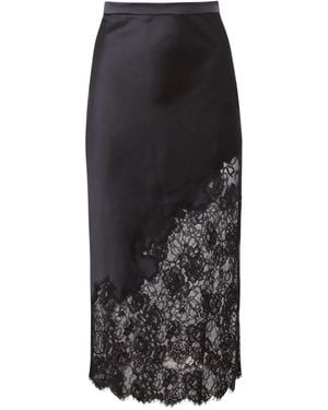 Fleur du Mal Lace-Insert Satin Skirt - Black