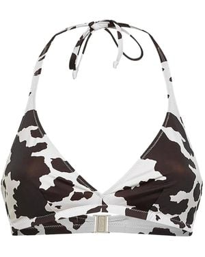 MC2 Saint Barth Cow-Print Triangle Bikini Top - Black