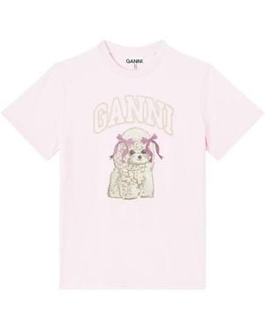 Ganni "Poddle" Cotton T-Shirt - Pink