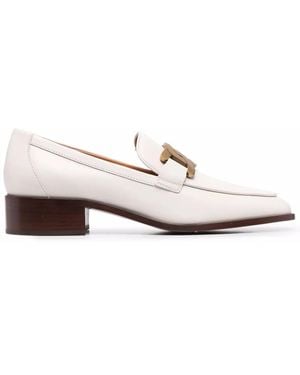 Tod's Logo-Plaque Leather Loafers - White