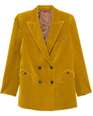 Blazé Milano Velvet Blazer - Yellow
