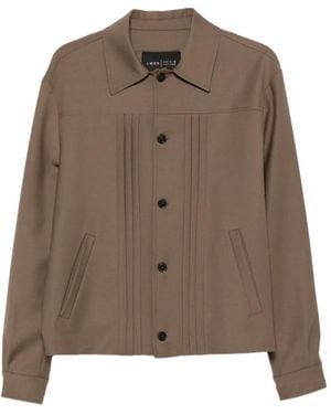 Low Brand Pleated Button-Up Jacket - Brown
