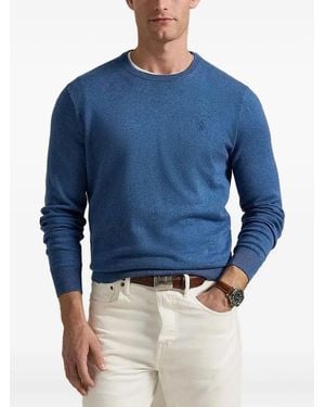 Polo Ralph Lauren Sweater Met Borduurwerk En Ronde Hals - Blauw