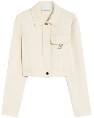 Sportmax Buttom-Up Cropped Jacket - White