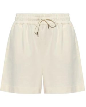 Moncler Cotton Fleece Shorts - Natural