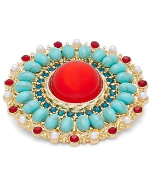Hzmer Jewelry Stone-Embellished Starbust Brooch - Red