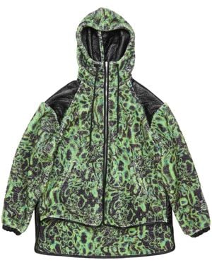 Acne Studios Printed Fleece Hooded Jacket - Green