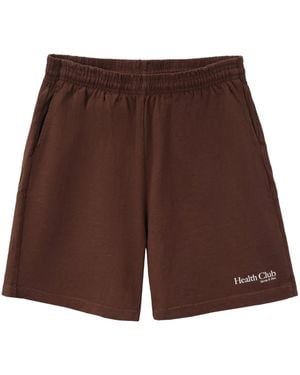 Sporty & Rich Health Club Logo-Print Shorts - Brown