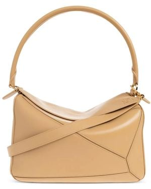 Loewe Medium Featherlight Puzzle Leather Tote Bag - Neutro