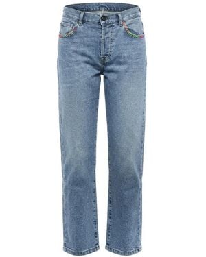 PAR.CO DENIM Embroidered Straight-Leg Jeans - Blue