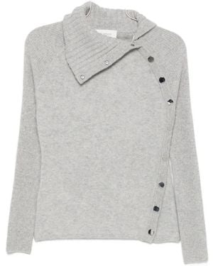Sportmax Asymmetrischer Strick Mit Gerippten Ärmeln - Grau