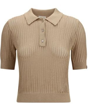 Jacob Cohen Ribbed Button Polo Shirt - Natural