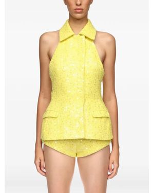 David Koma Sequin-Embellishment Tailored Vest Top - Yellow