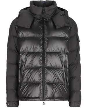 Moncler Piumino Trapuntato Con Cappuccio - Nero