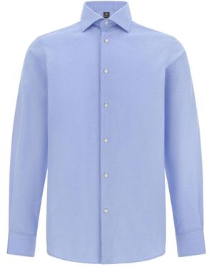 BOGGI Windsor-Collar Cotton Shirt - Blue