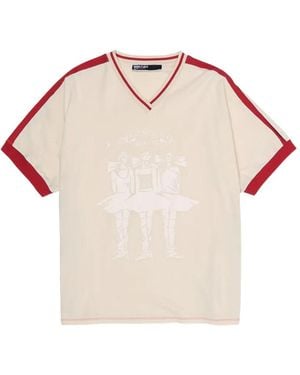 Bimba Y Lola Graphic-Print V-Neck T-Shirt - Pink