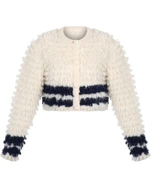Carolina K Marjorie Striped Knitted Jacket - White