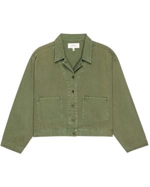 The Great Patch-Pocket Cropped Denim Jacket - Green