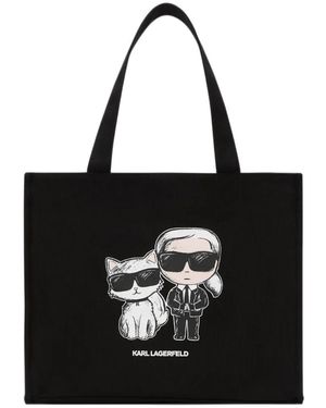 KARL LAGERFELD Medium Ikon Logo-Detail Tote Bag - Black