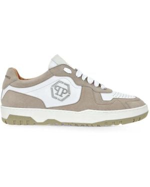 Philipp Plein Hexagon Logo-Plaque Panelled Trainers - White