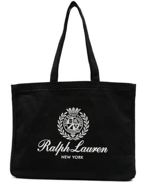 Polo Ralph Lauren Logo-Print Canvas Tote Bag - Black