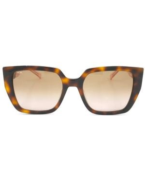 MCM Tortoiseshell-Effect Geometric-Frame Sunglasses - Natural