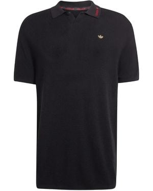 adidas Logo-Plaque Polo Shirt - Black