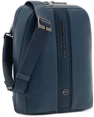 Piquadro Logo-Plaque Messenger Bag - Blue