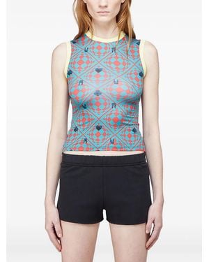 Maisie Wilen Geometric-Pattern Sleeveless Top - Blue