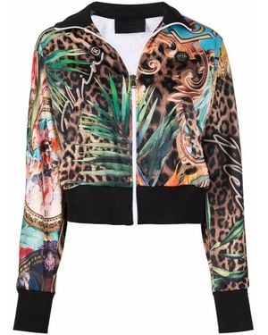 Philipp Plein Baroque Flowers-Print Jacket - Black