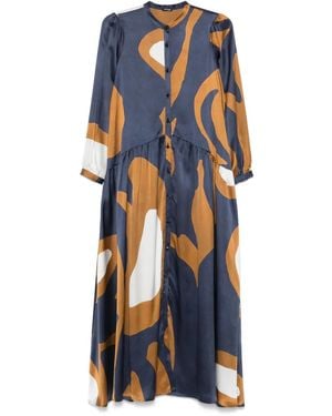 Kiton Abstract-Print Maxi Dress - Blue
