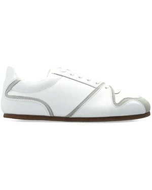 Moschino Baskets En Cuir À Lacets - Blanc