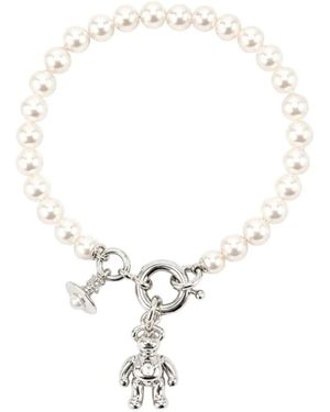Vivienne Westwood Bracelet Ruby À Pendentif Ourson Et Perles - White
