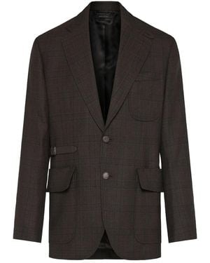 Brioni Veste À Carreaux - Black