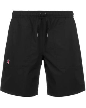 K-Way Drawstring Logo-Detail Track Shorts - Black