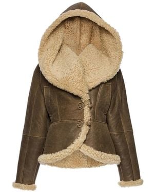Magda Butrym Hooded Shearling Jacket - Natural