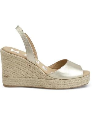 Manebí Metallic-Leather Slingback Espadrilles - Natural