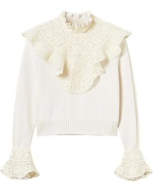 Twinset Lace-Trimmed Ruffled Jumper - White
