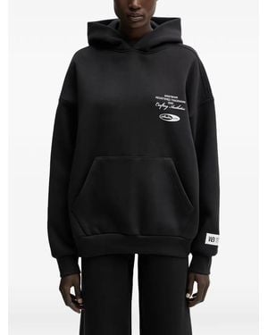 WRSTBHVR Studio V13 Logo-Print Pouch-Pocket Hoodie - Black